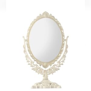 Shabby Chic Table Top Vintage-Inspired Cream Vanity Mirror